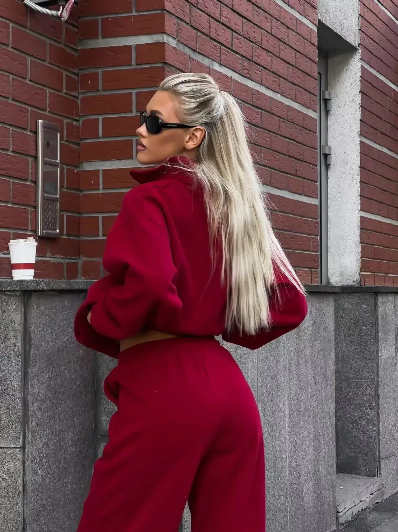 Zekye Spring Hoodies Women Letter Print Sweatshirt Hoodie Red Turtleneck Half Zipper Collar Pullover Tops K Pop Clothes Y2k