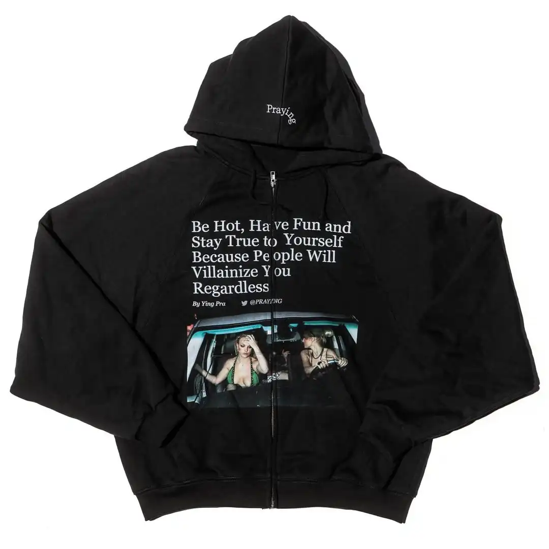 Trendy Sportswear Hoodies Women Mens Streetwear Tape Mark Hot Sell Sweatshirt Harajuku Zip Up Hoodie Goth Y2k Tops