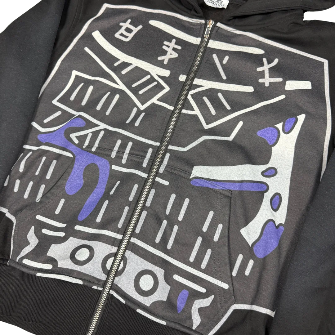 Evil Zip-Up Print Sweatshirt Hoodies Street Grunge Anime Hoodies Cardigan Long Sleeves Harajuku Women Y2k Clothing