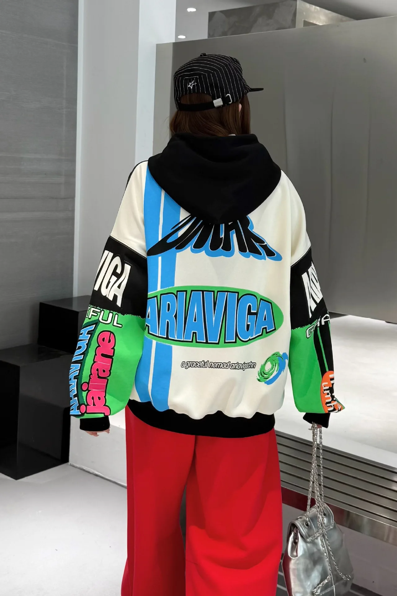 Vintage Graffiti Letter Print Oversized Hooded Sweatshirts Woman American 2026 Autumn Casual Loose Pullover Tops Bust138cm