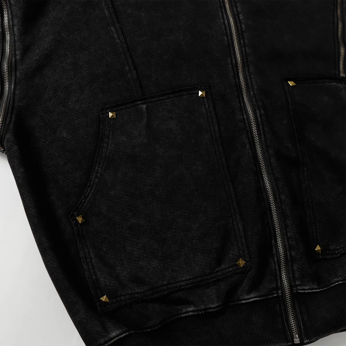 Gothic Women Coats with Hoodies American Y2K Retro Harajuku Washed Rivet Zipper Jacket New Autumn Men Hip-hop Hooded Sweatshirt