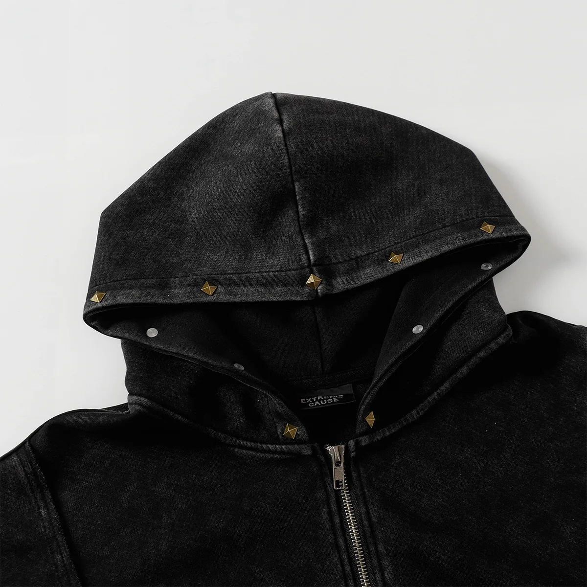 Gothic Women Coats with Hoodies American Y2K Retro Harajuku Washed Rivet Zipper Jacket New Autumn Men Hip-hop Hooded Sweatshirt