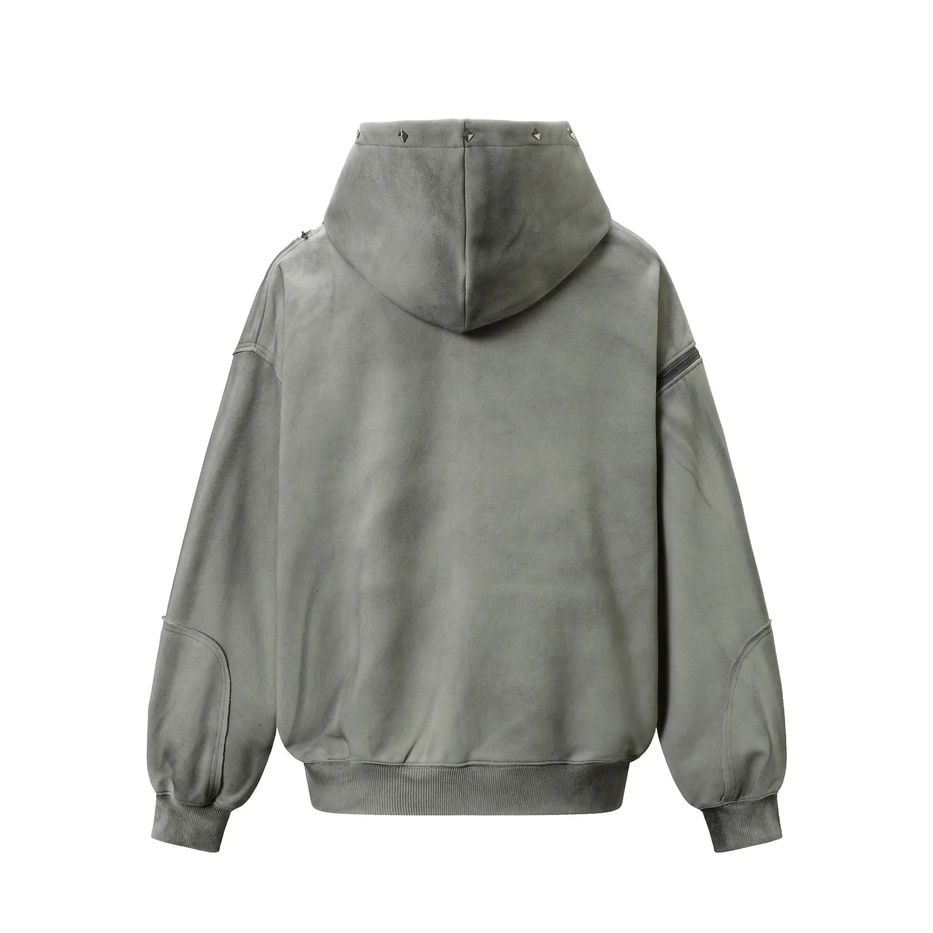 Gothic Women Coats with Hoodies American Y2K Retro Harajuku Washed Rivet Zipper Jacket New Autumn Men Hip-hop Hooded Sweatshirt