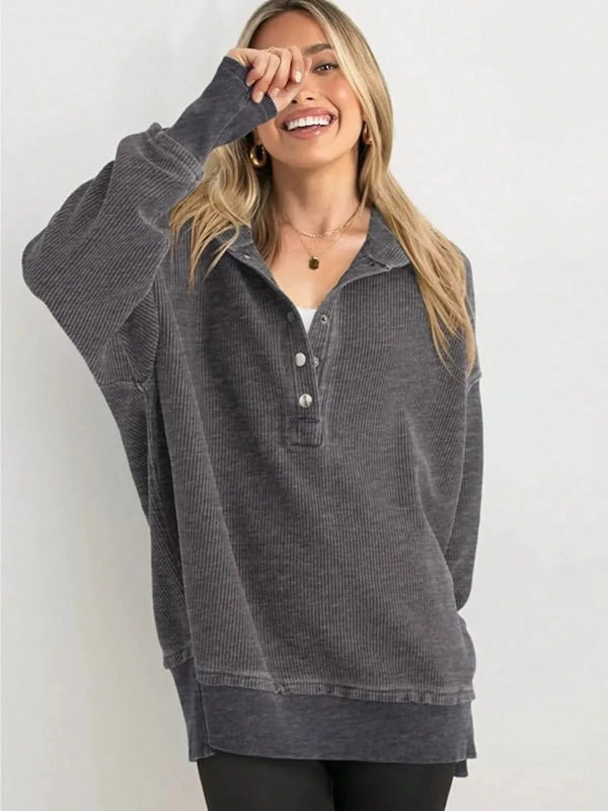 Women's Winter Clothing Loose Fit Drop Shoulder V Neck Long Sleeve Solid Macaron Color Casual Hoodie for Women and Girls