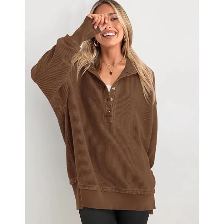 Women's Winter Clothing Loose Fit Drop Shoulder V Neck Long Sleeve Solid Macaron Color Casual Hoodie for Women and Girls