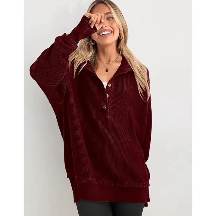 Women's Winter Clothing Loose Fit Drop Shoulder V Neck Long Sleeve Solid Macaron Color Casual Hoodie for Women and Girls