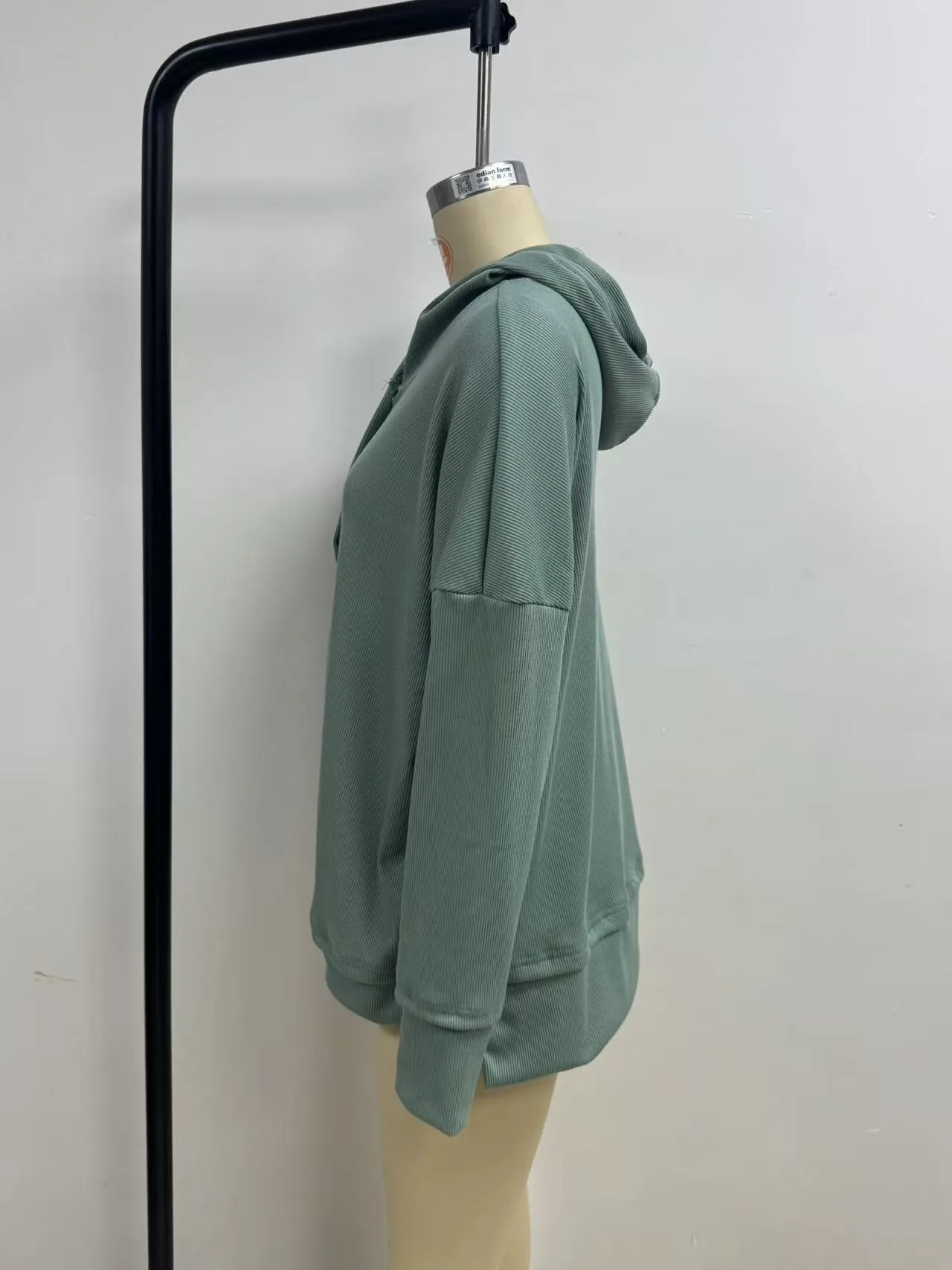 Women's Winter Clothing Loose Fit Drop Shoulder V Neck Long Sleeve Solid Macaron Color Casual Hoodie for Women and Girls