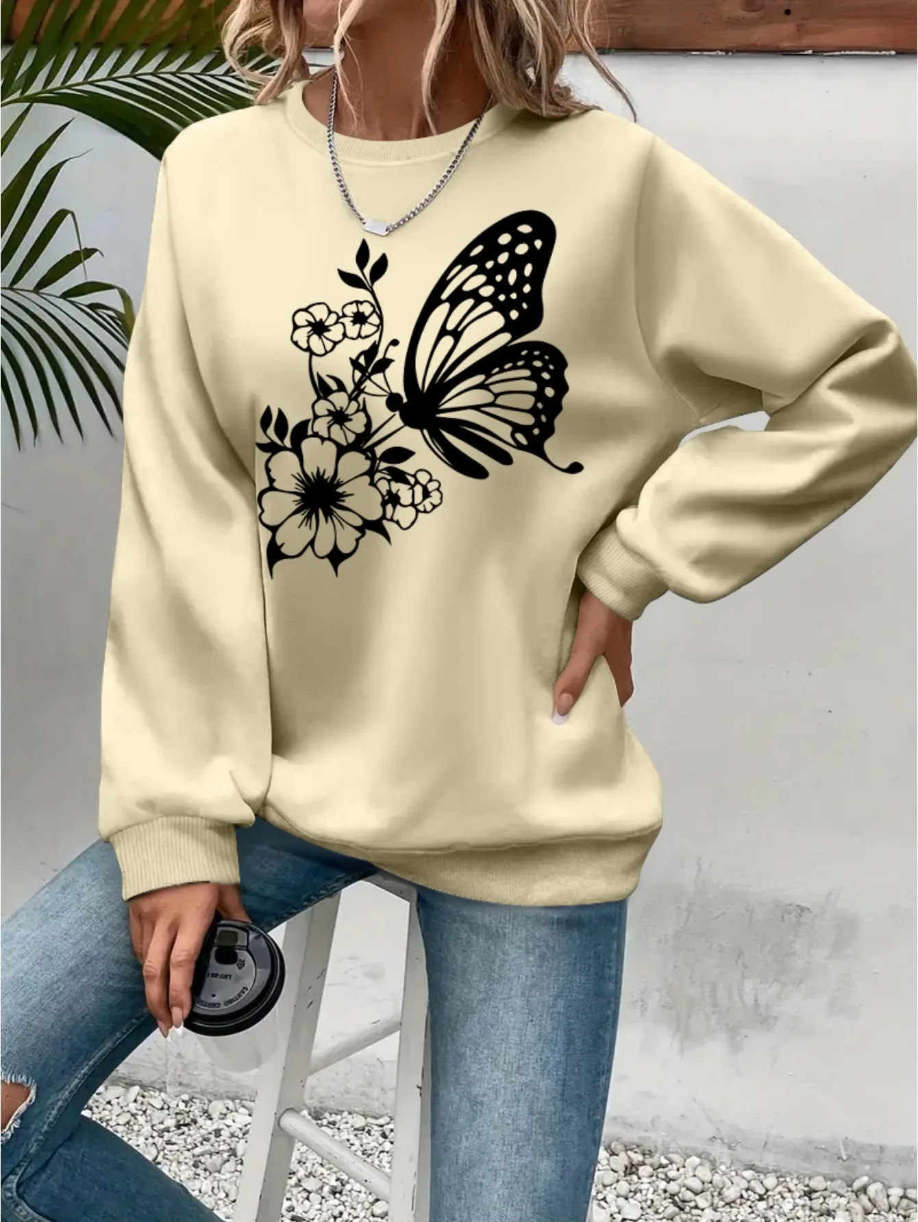 Paris Women's Autumn Winter Fashion Casual Sports Loose Los Angeles Print Fleece Warm Long Sleeved Pocket Hooded Sweatshirt