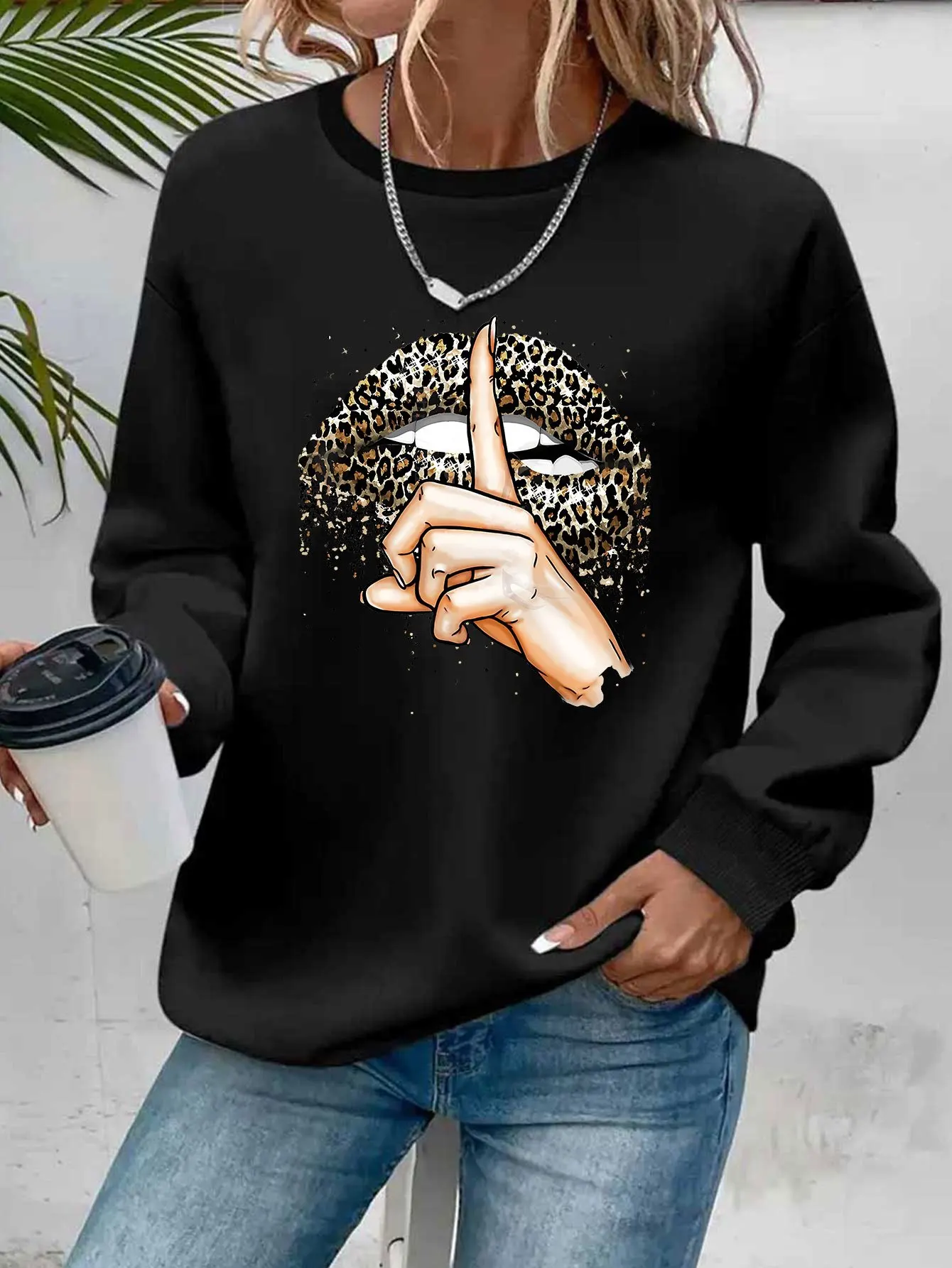 Paris Women's Autumn Winter Fashion Casual Sports Loose Los Angeles Print Fleece Warm Long Sleeved Pocket Hooded Sweatshirt