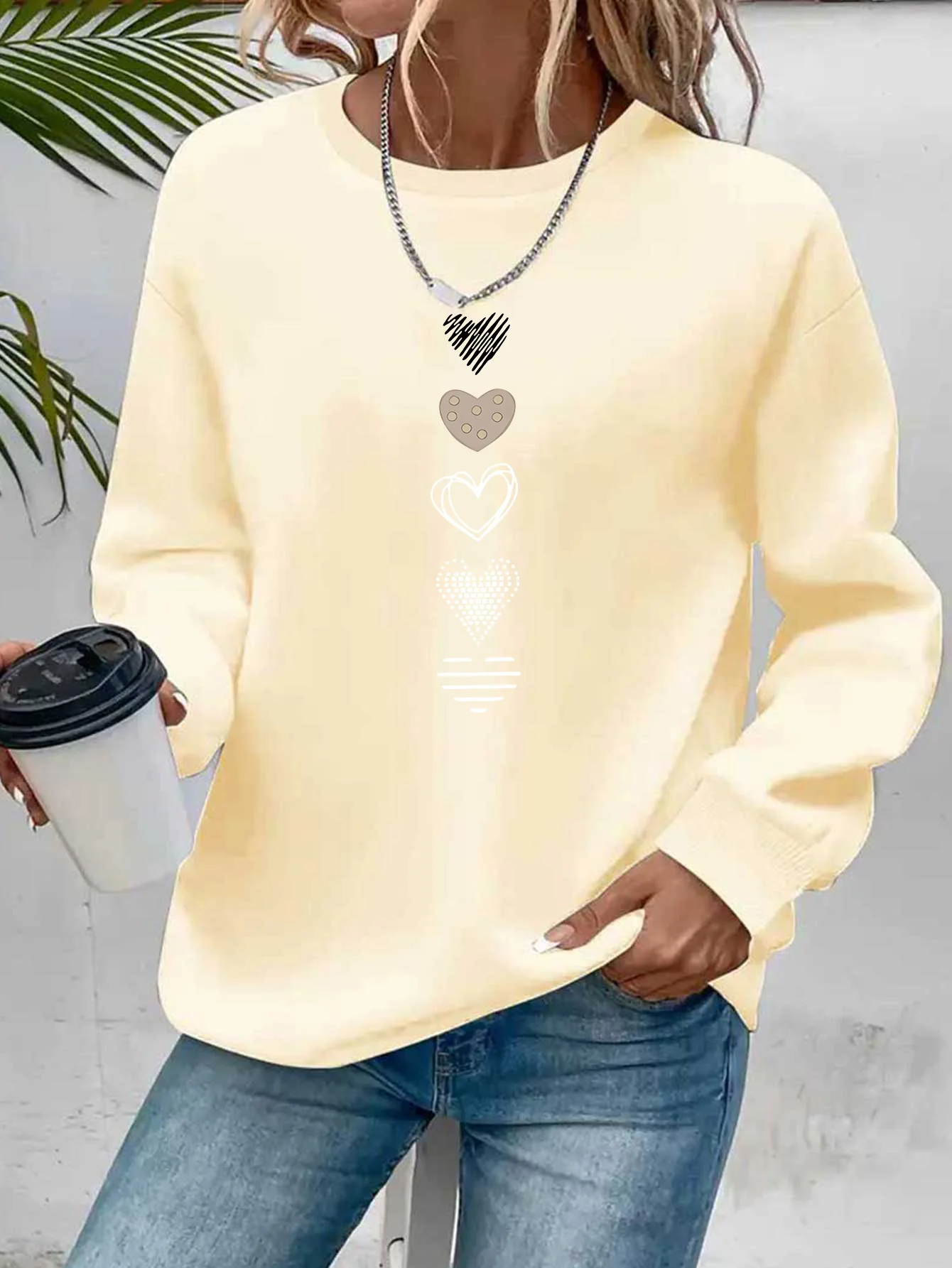 Paris Women's Autumn Winter Fashion Casual Sports Loose Los Angeles Print Fleece Warm Long Sleeved Pocket Hooded Sweatshirt