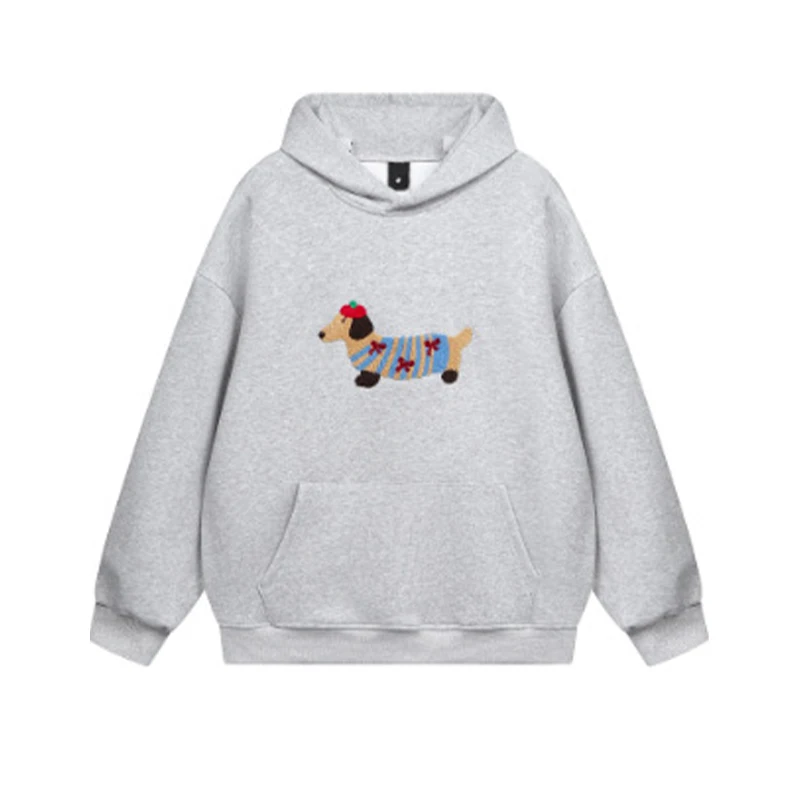 Casual Dog Print Hooded Women Loose Full Sleeve O-neck Solid Pockets Sweatshirt Female 2026 Fashion Spring Summer Outwear