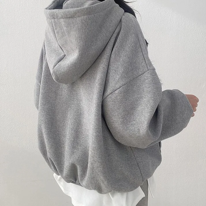 Woman 2025 Autumn and Winter Street Loose Embroidery Casual Hoodies New Plush Hooded Sweatshirt Women Sweatshirts