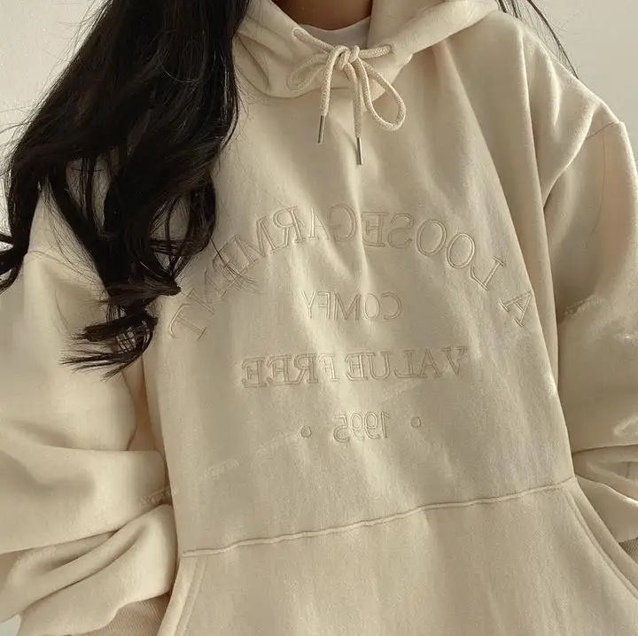 Woman 2025 Autumn and Winter Street Loose Embroidery Casual Hoodies New Plush Hooded Sweatshirt Women Sweatshirts
