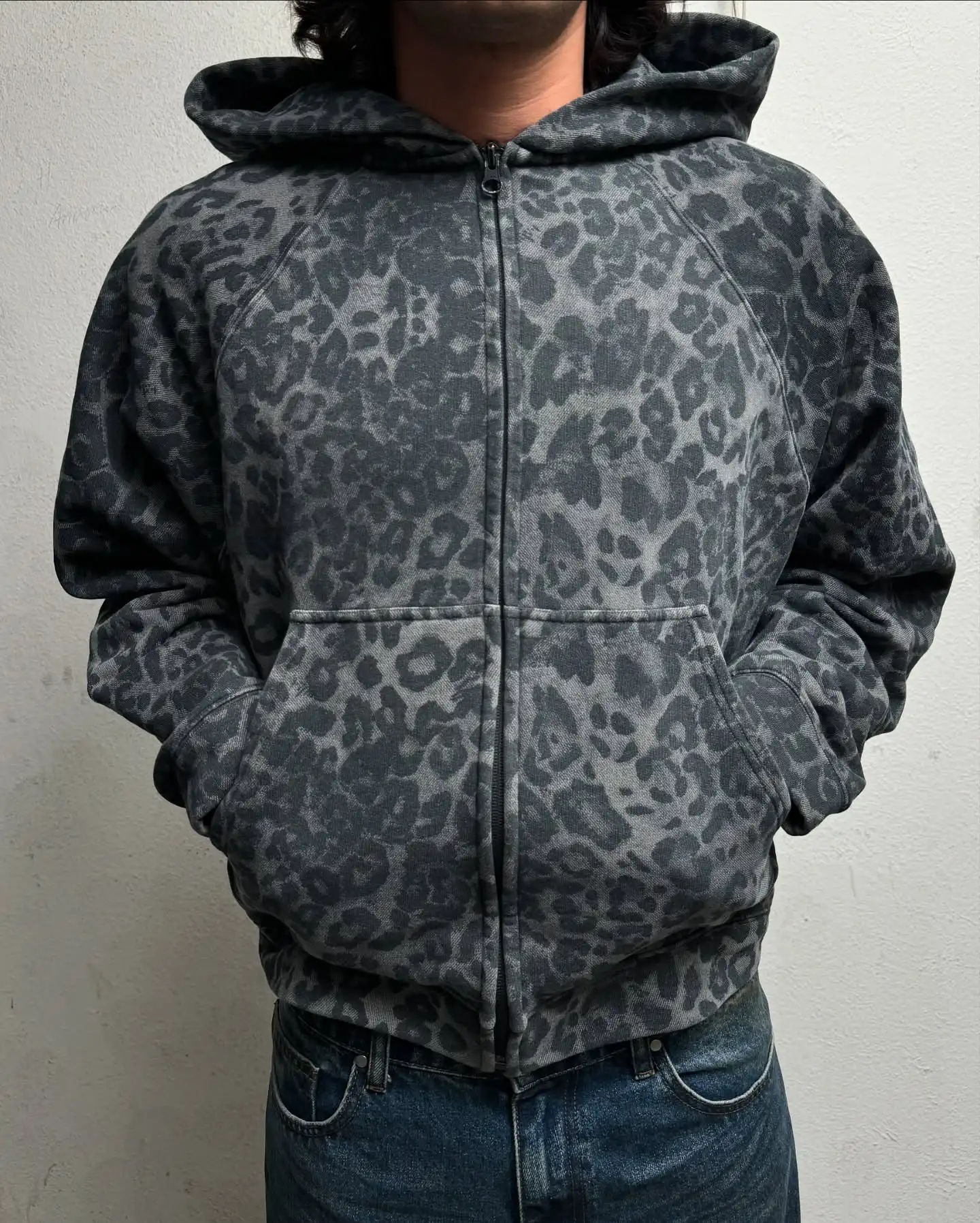 American Retro Leopard Print Zipper Hoodie Y2K Clothes Fashion Casual Hoodie Sweatshirt Mens Womens Fashion Jacket