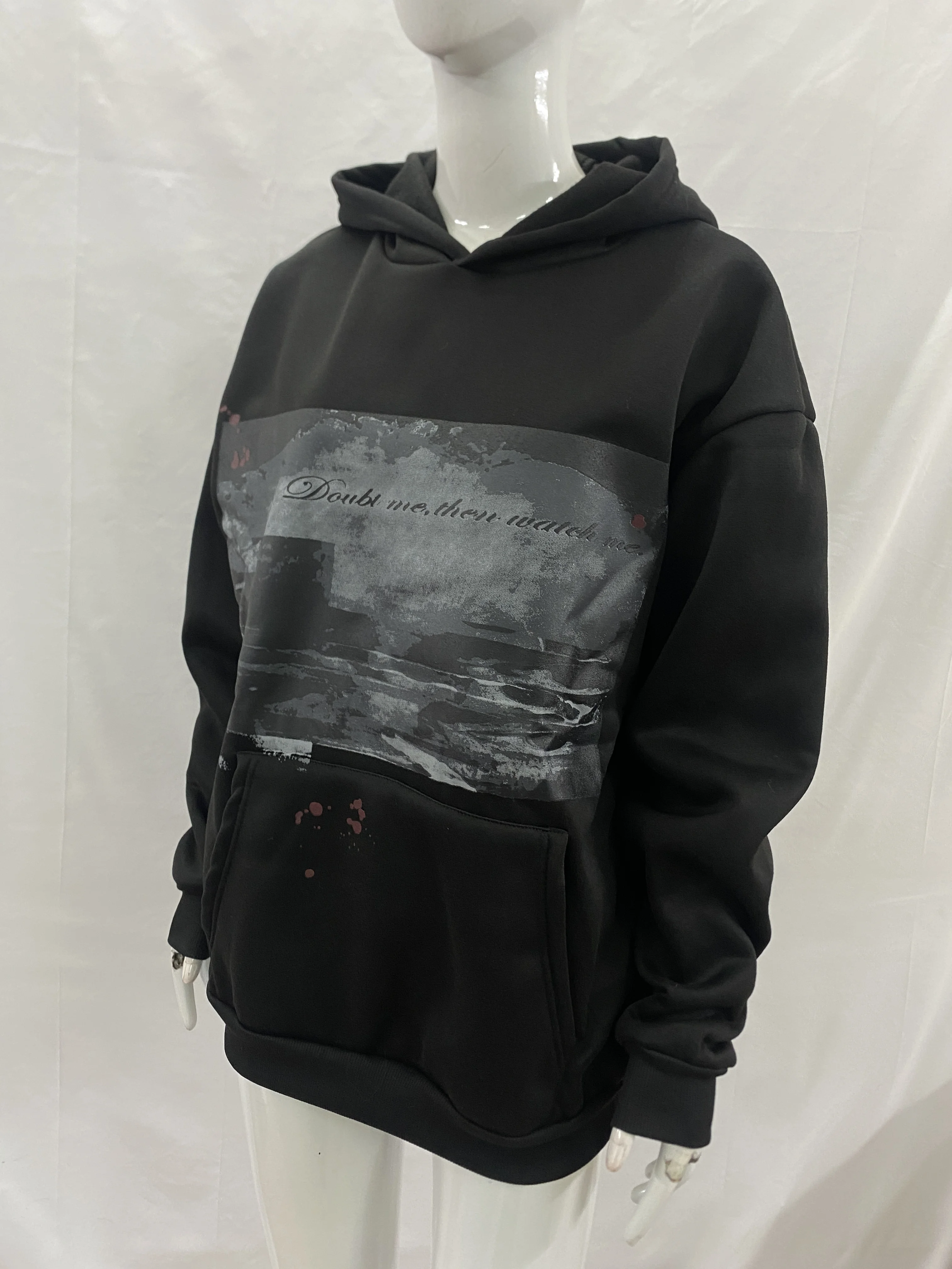 Street fashion letter printed pullover, American retro loose autumn and winter new punk hooded jacket, men and women