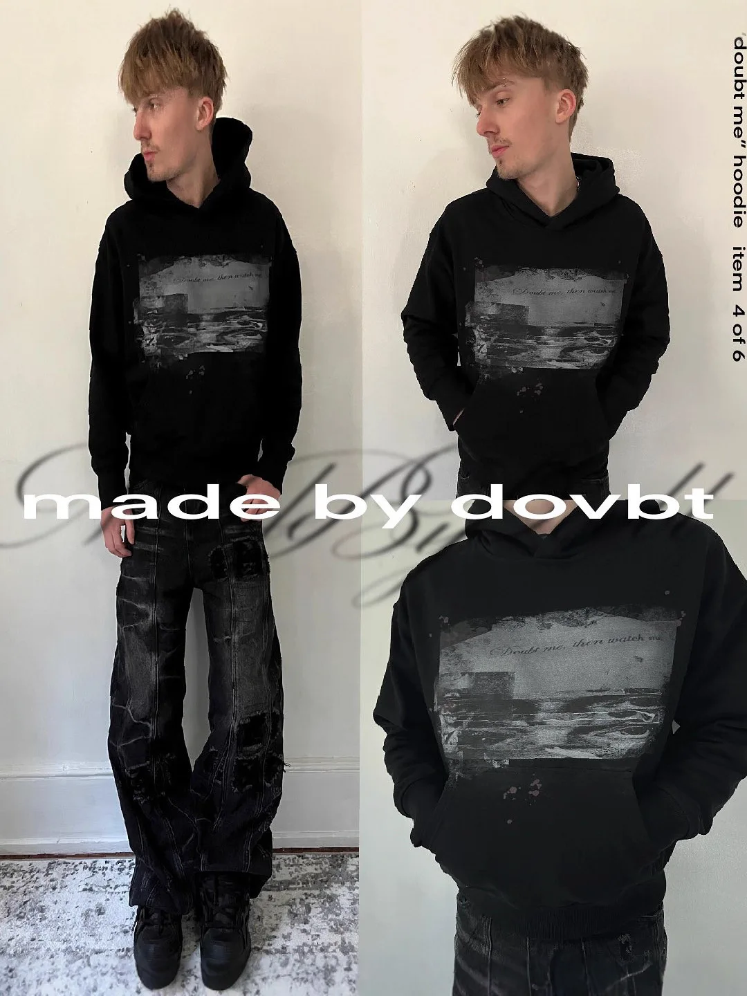 Street fashion letter printed pullover, American retro loose autumn and winter new punk hooded jacket, men and women