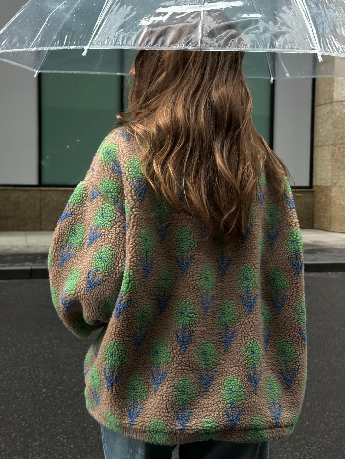 Ticketsx Women Printed Lamb Fur Hoodies Vintage Fashion Floral Contrast Loose Pullover Fall Winter Casual Street Office Hoodies