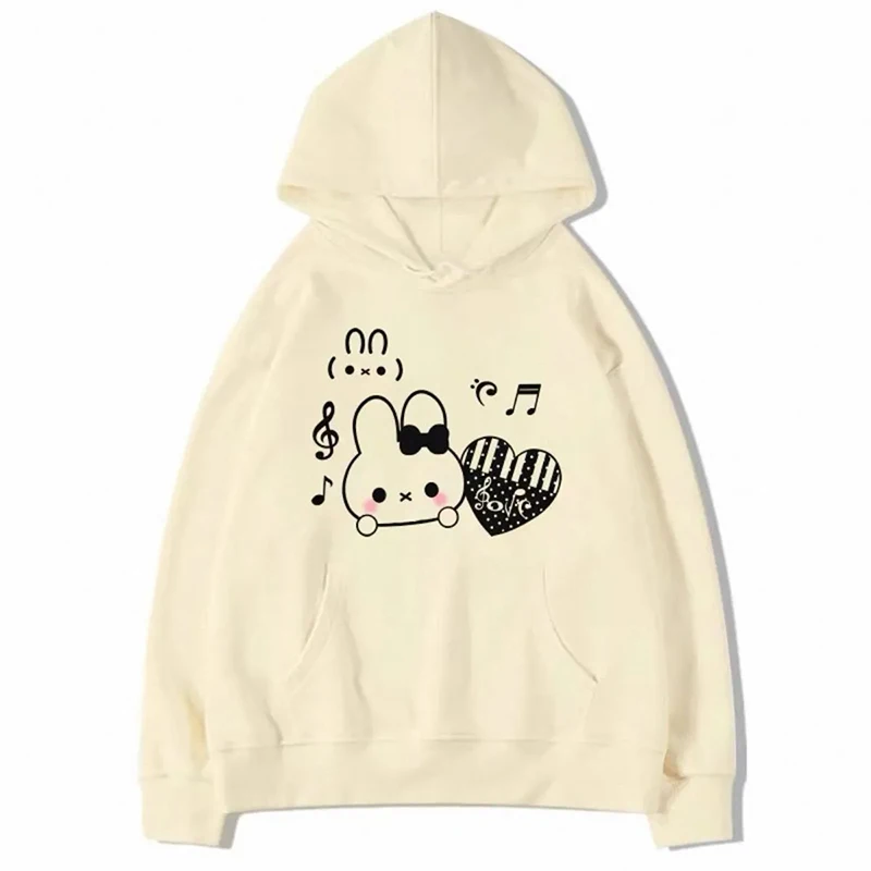 Women Thick Cute Cartoon Hoodies Fashion Long Sleeve Preppy Style Kawaii Tops Coat Fall Winter Sweet Female Warm Loose Pullover