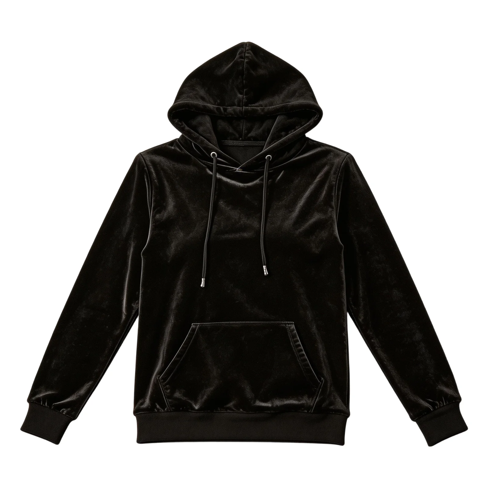 Women Velvet Hoodie Sweatshirt Long Sleeve Drawstring Hood Pocket Solid Velour Pullover Top Casual Soft Autumn Winter Streetwear