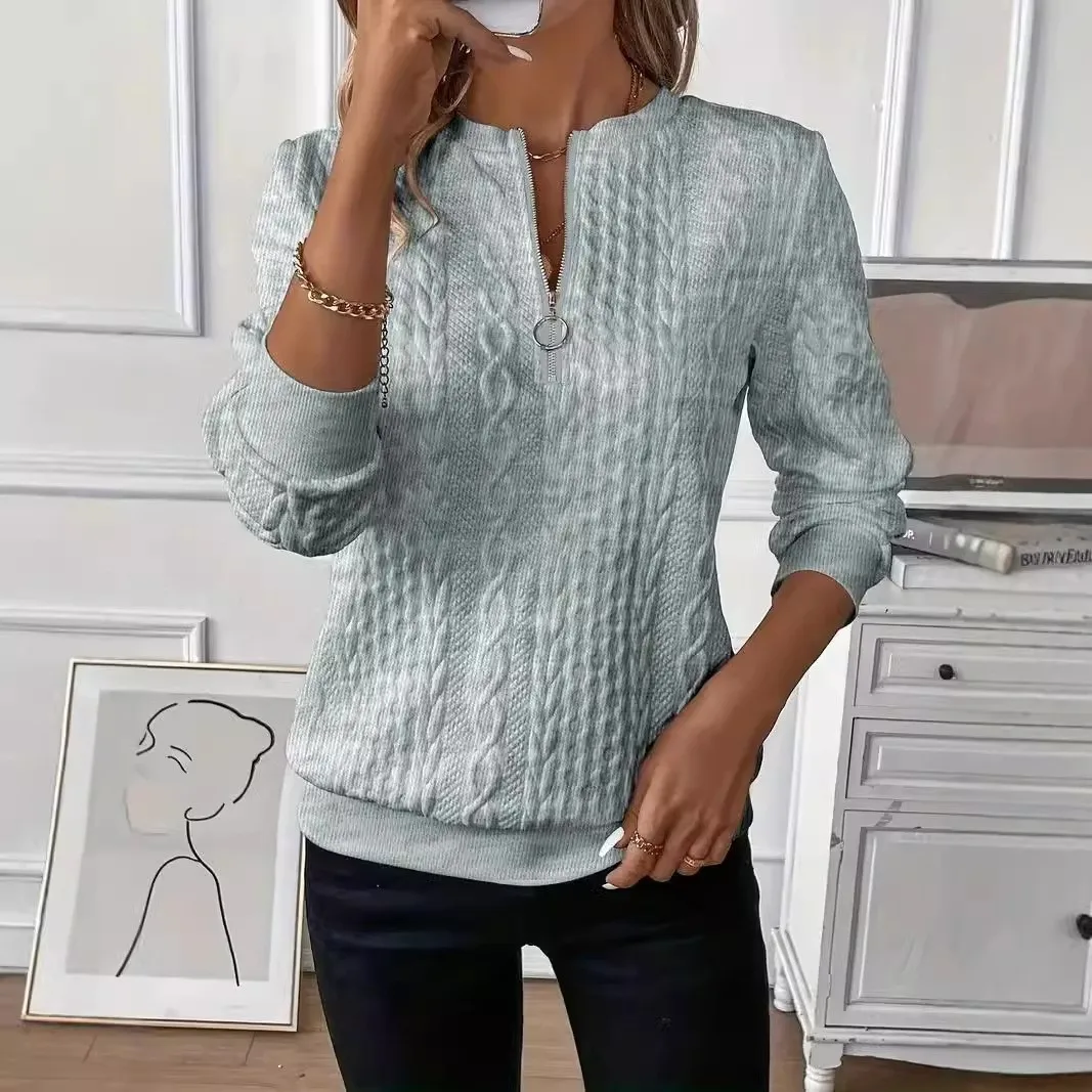 Casual Long Sleeve Sweatshirt Loose Fit Japanese Korean Casual with Regular Length Half Open Neck Regular Sleeve Women Hoodie