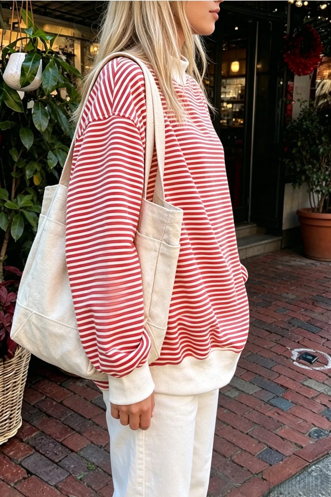 Casual Long Sleeve Hoodie Regular Length Western Style with Striped Mock Neck Pullover Women Sweatshirts for Autumn Streetwear