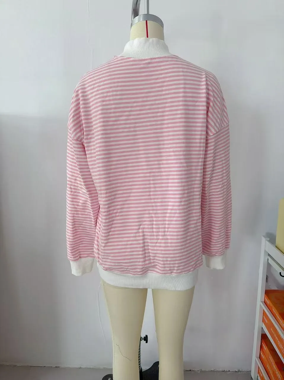 Casual Long Sleeve Hoodie Regular Length Western Style with Striped Mock Neck Pullover Women Sweatshirts for Autumn Streetwear