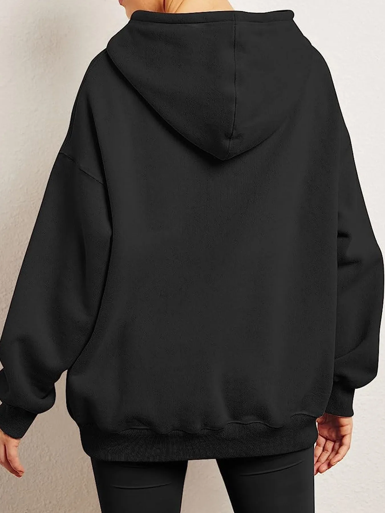 Casual Hoodie Pocket Loose Fit Streetwear with Street Style Mid Length Regular Thickness Hooded Autumn Long Sleeve Women Hoodie