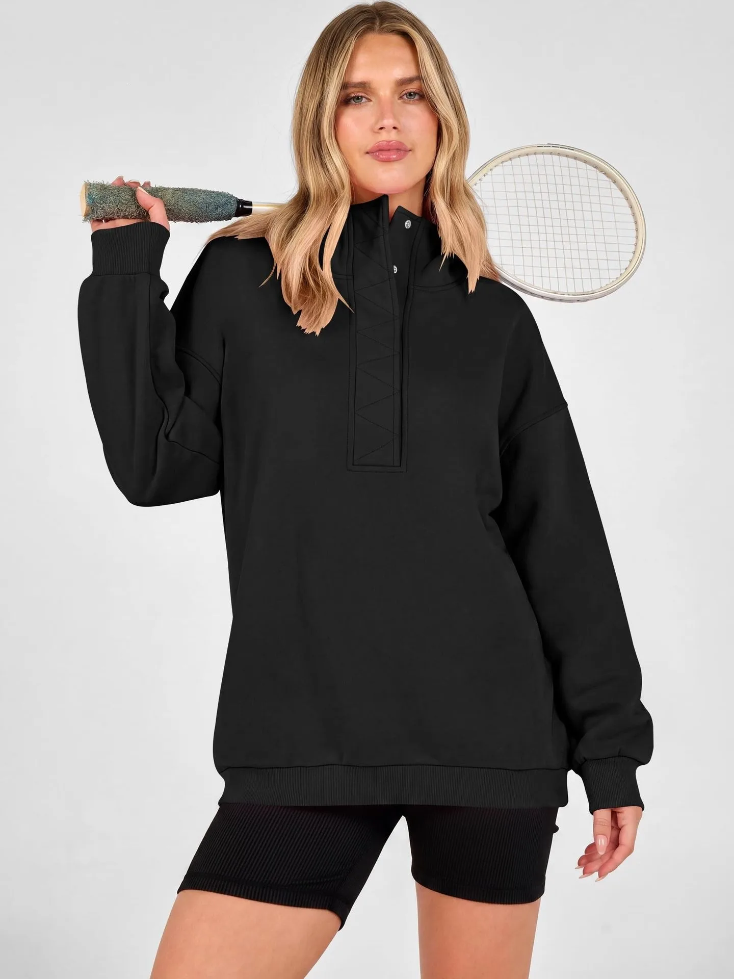 Casual Hooded Loose Fit Hoodie with Hooded Neckline American and European Style Streetwear Mid Length Autumn Single Women Hoodie