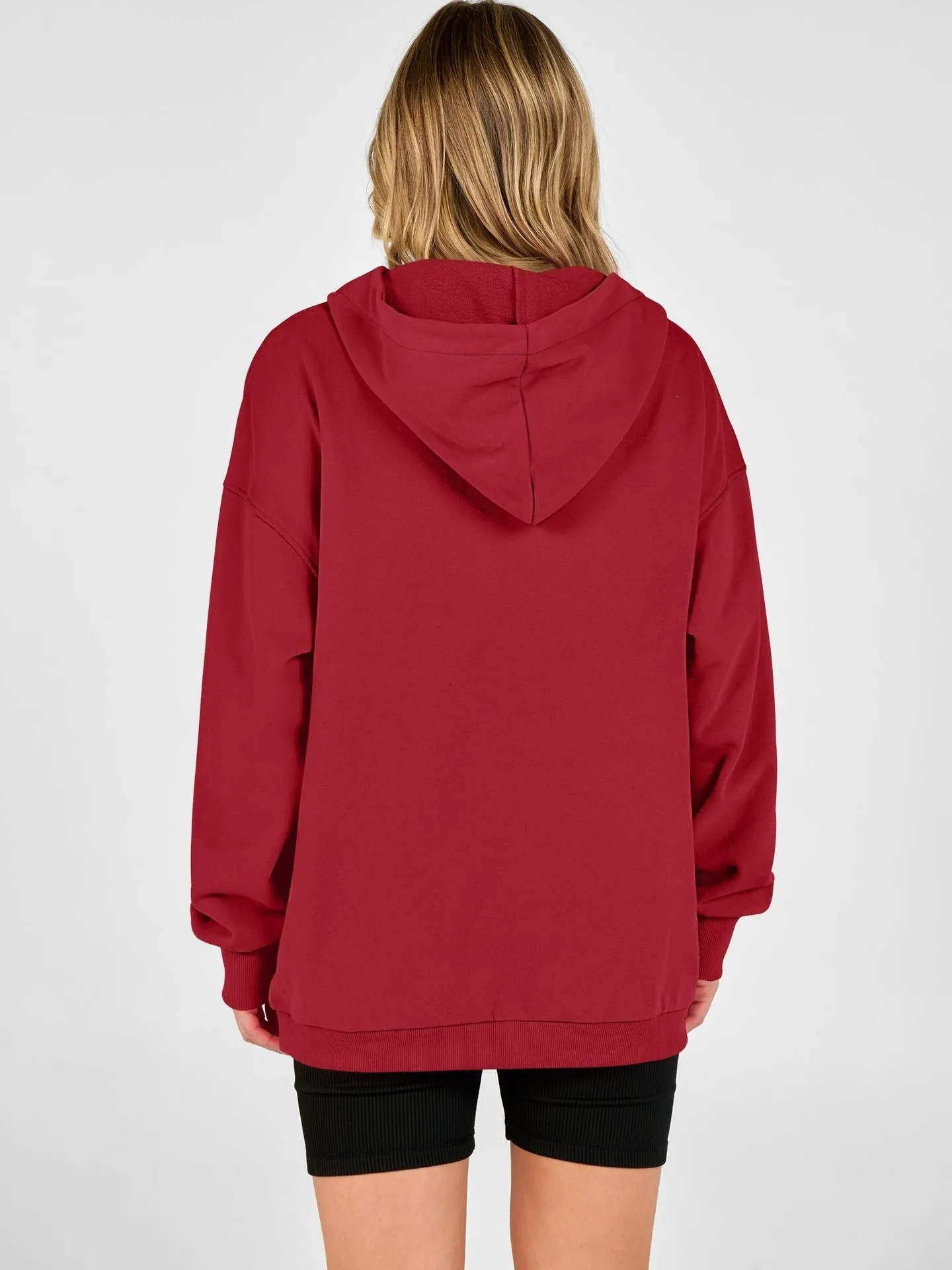 Casual Hooded Loose Fit Hoodie with Hooded Neckline American and European Style Streetwear Mid Length Autumn Single Women Hoodie