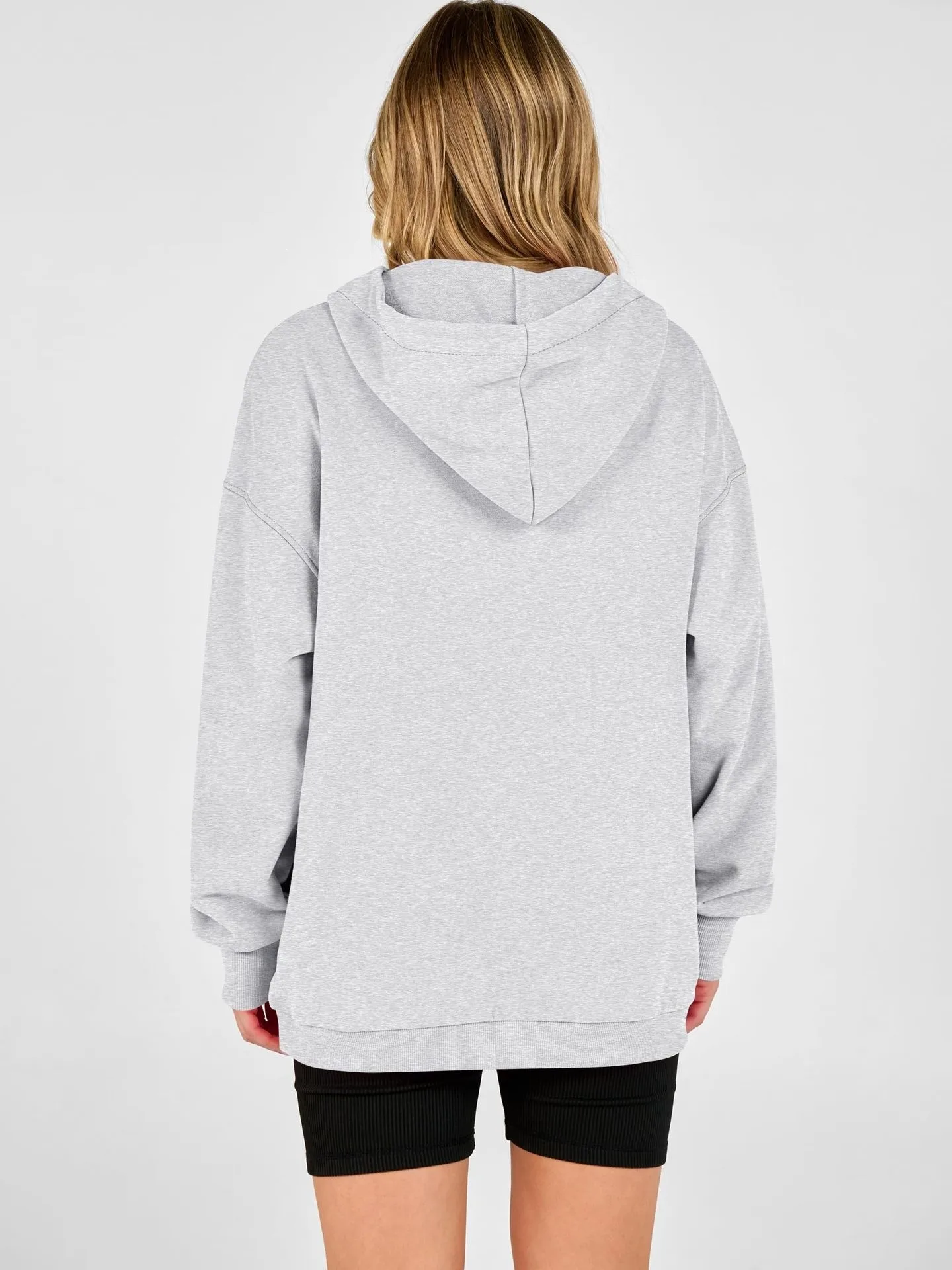 Casual Hooded Loose Fit Hoodie with Hooded Neckline American and European Style Streetwear Mid Length Autumn Single Women Hoodie