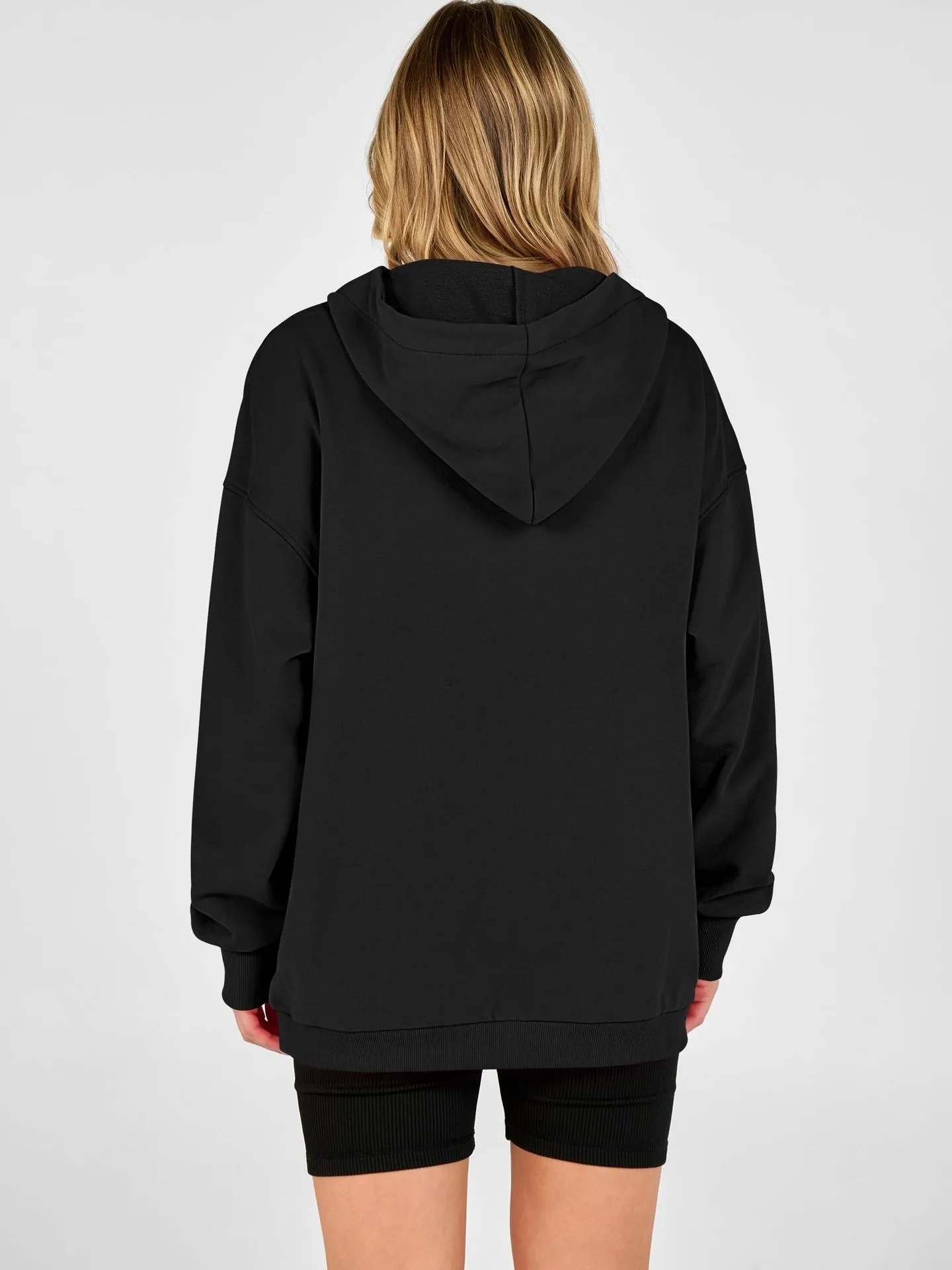 Casual Hooded Loose Fit Hoodie with Hooded Neckline American and European Style Streetwear Mid Length Autumn Single Women Hoodie