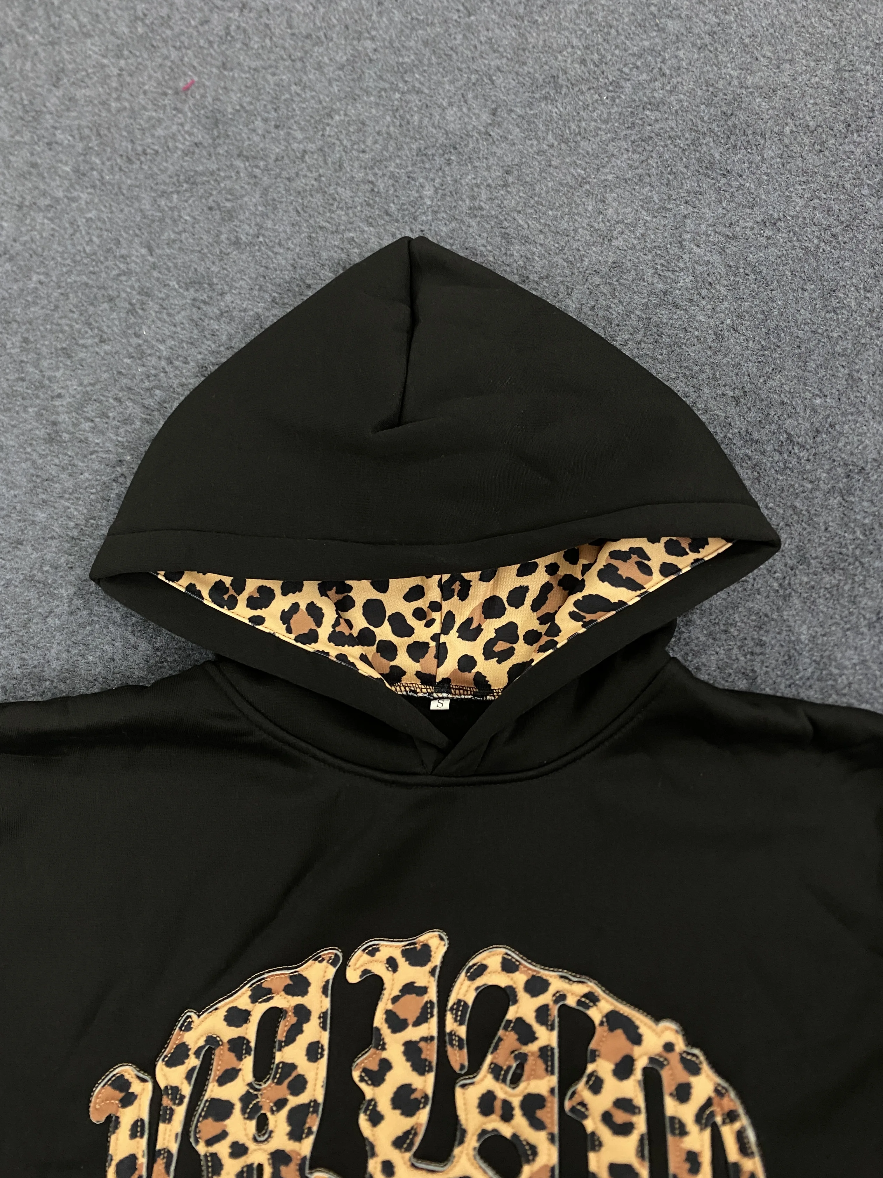 New Fashionable Leopard Print Letter Embroidery Street Casual Pants Men's and Women's Versatile Hooded Sweatshirt Pants Set Y2K