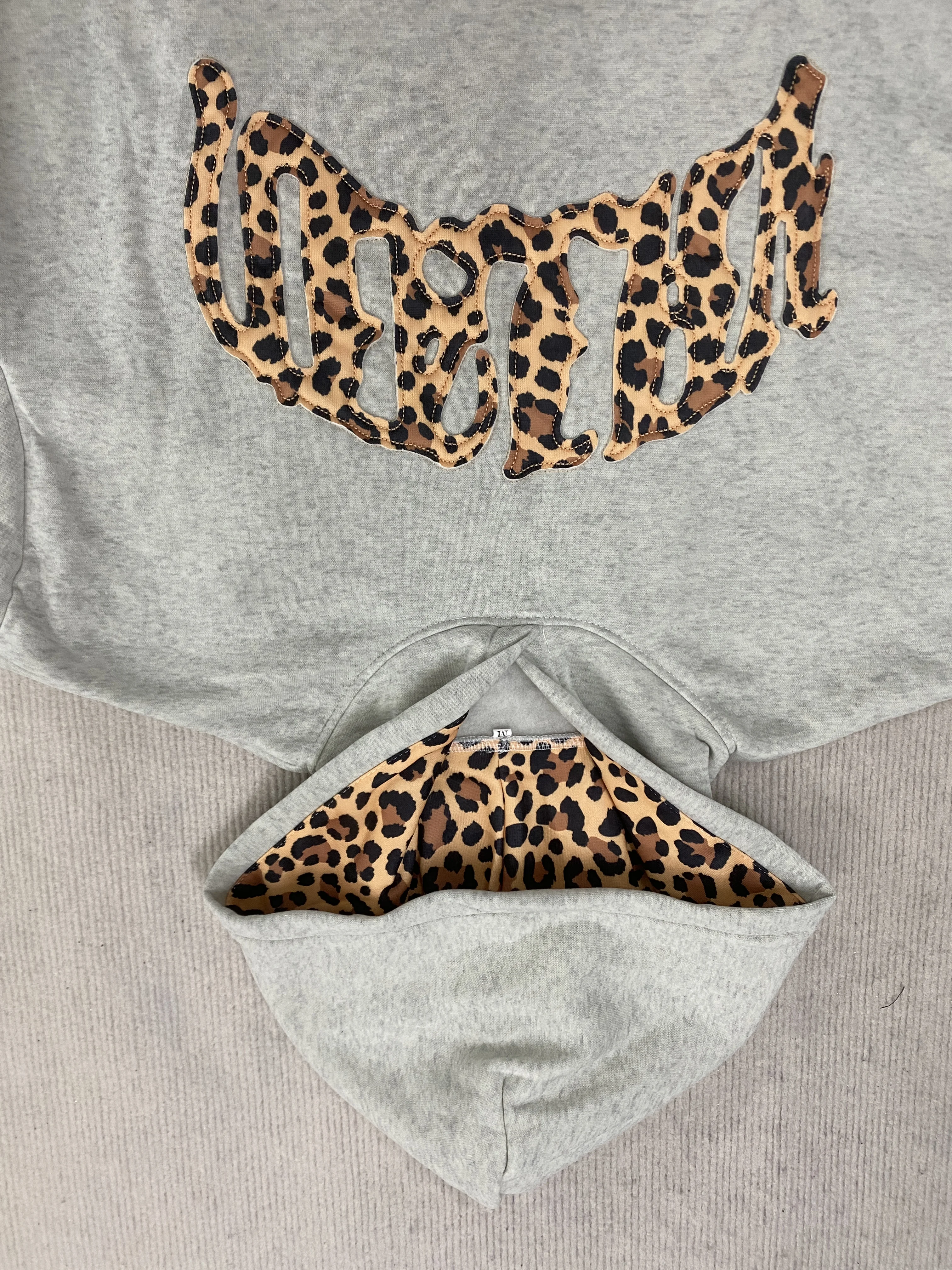 New Fashionable Leopard Print Letter Embroidery Street Casual Pants Men's and Women's Versatile Hooded Sweatshirt Pants Set Y2K