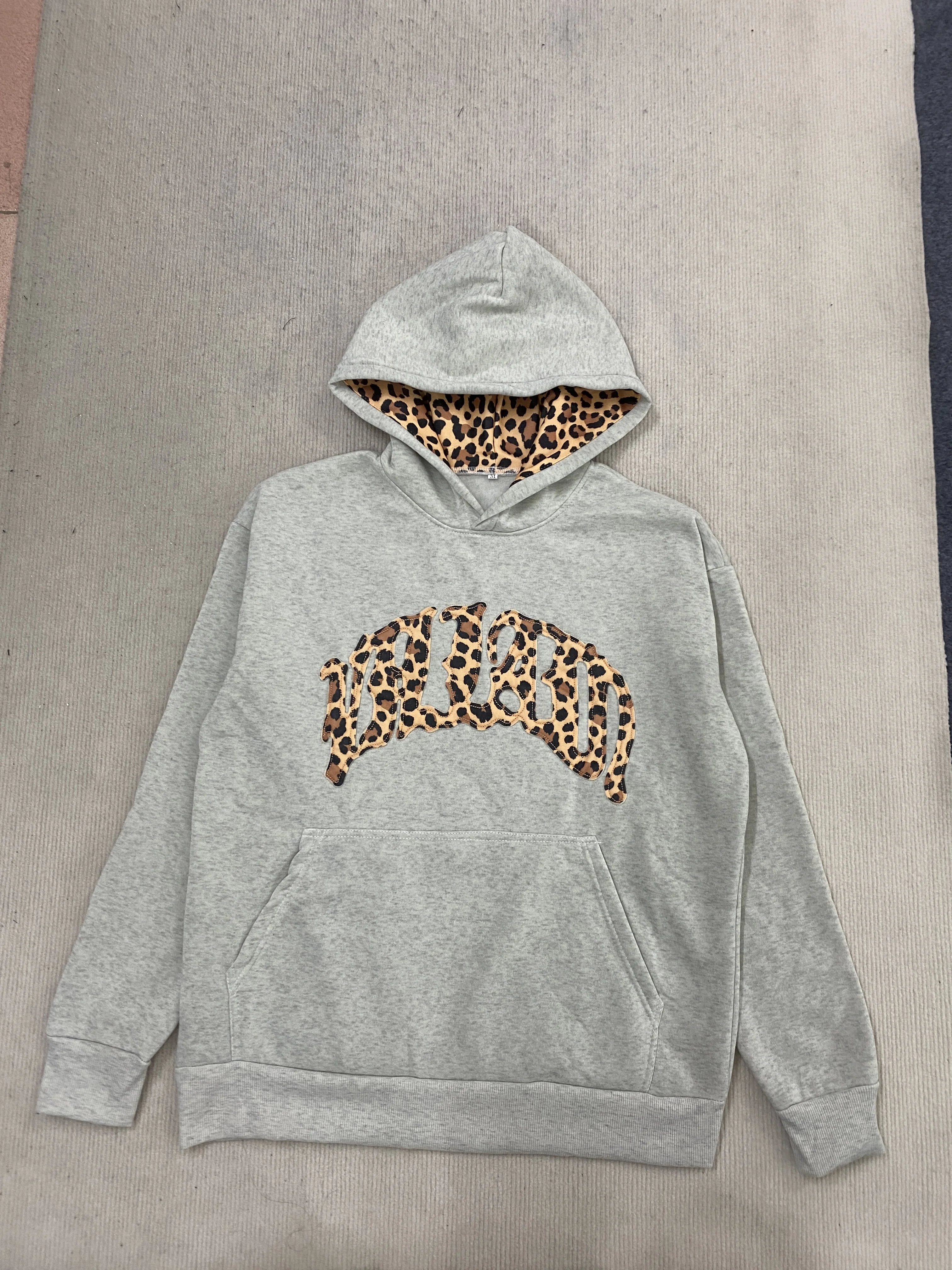 New Fashionable Leopard Print Letter Embroidery Street Casual Pants Men's and Women's Versatile Hooded Sweatshirt Pants Set Y2K