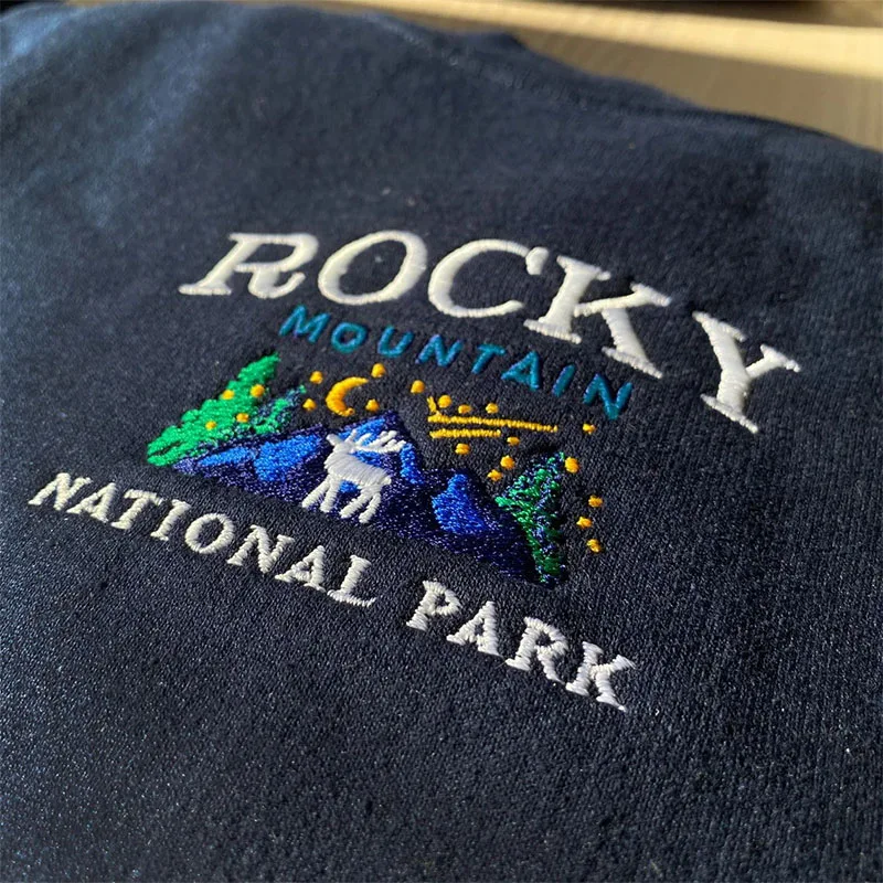 Rocky Mountain National Park Graphic Embroidered Printed Women Retro Style Pullovers Autumn New Arrival Casual Thick Sweatshirts