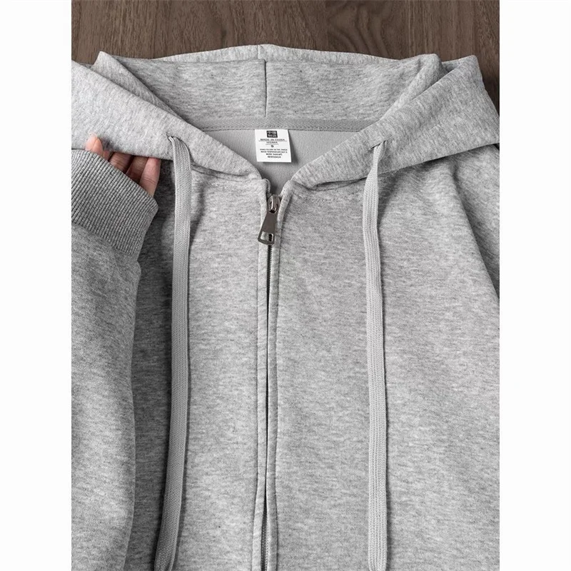 Autumn Lady Hooded Sweatshirt Jacket Winter Women Long Sleeves Sweatershirts Coat American Femme Solid Color Hoodies Top Outwear