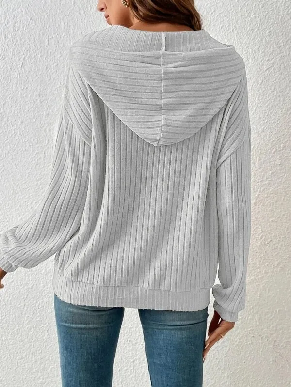 Women's Sweater Hoodie Winter Clothing Drop Shoulder Loose Fit Brushed Cotton Striped Long Sleeve with Kangaroo Pocket Casual