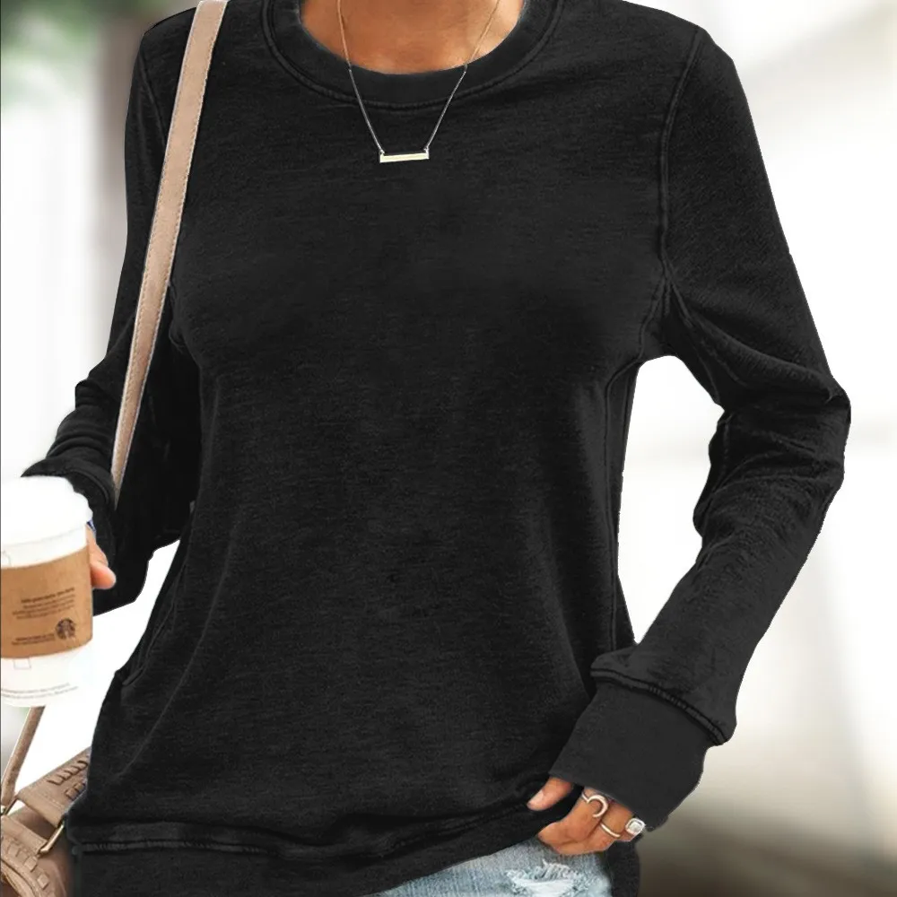 Printed Casual Loose Fit Hoodie with Round Neck Long Sleeve Medium Weight Pullover Regular Length Commuter Chic Women Sweatshirt