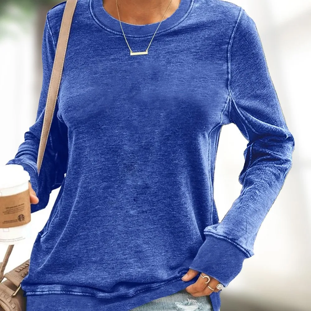 Printed Casual Loose Fit Hoodie with Round Neck Long Sleeve Medium Weight Pullover Regular Length Commuter Chic Women Sweatshirt