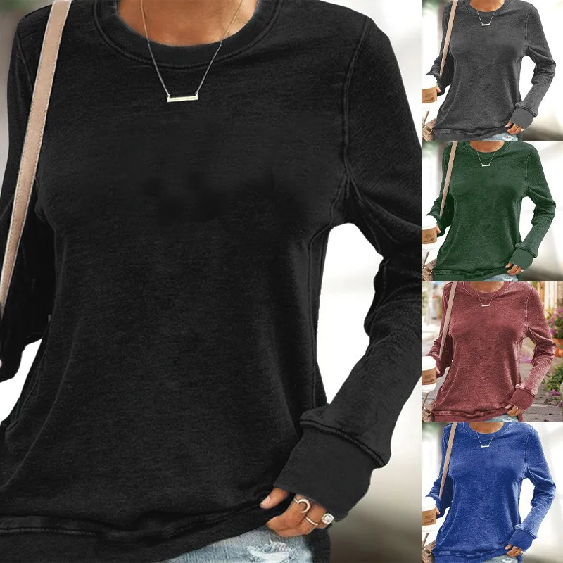 Printed Casual Loose Fit Hoodie with Round Neck Long Sleeve Medium Weight Pullover Regular Length Commuter Chic Women Sweatshirt