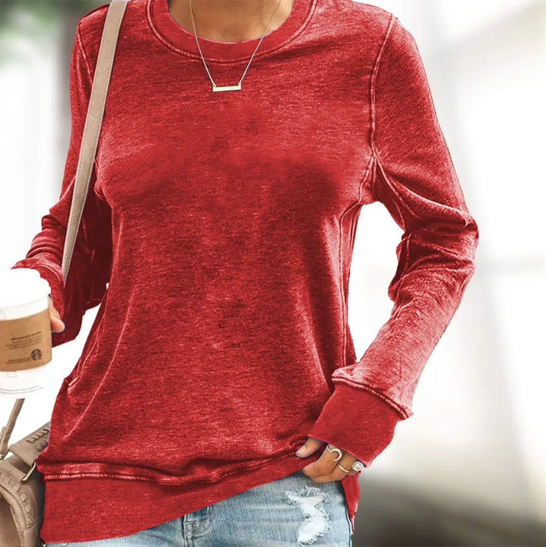 Printed Casual Loose Fit Hoodie with Round Neck Long Sleeve Medium Weight Pullover Regular Length Commuter Chic Women Sweatshirt