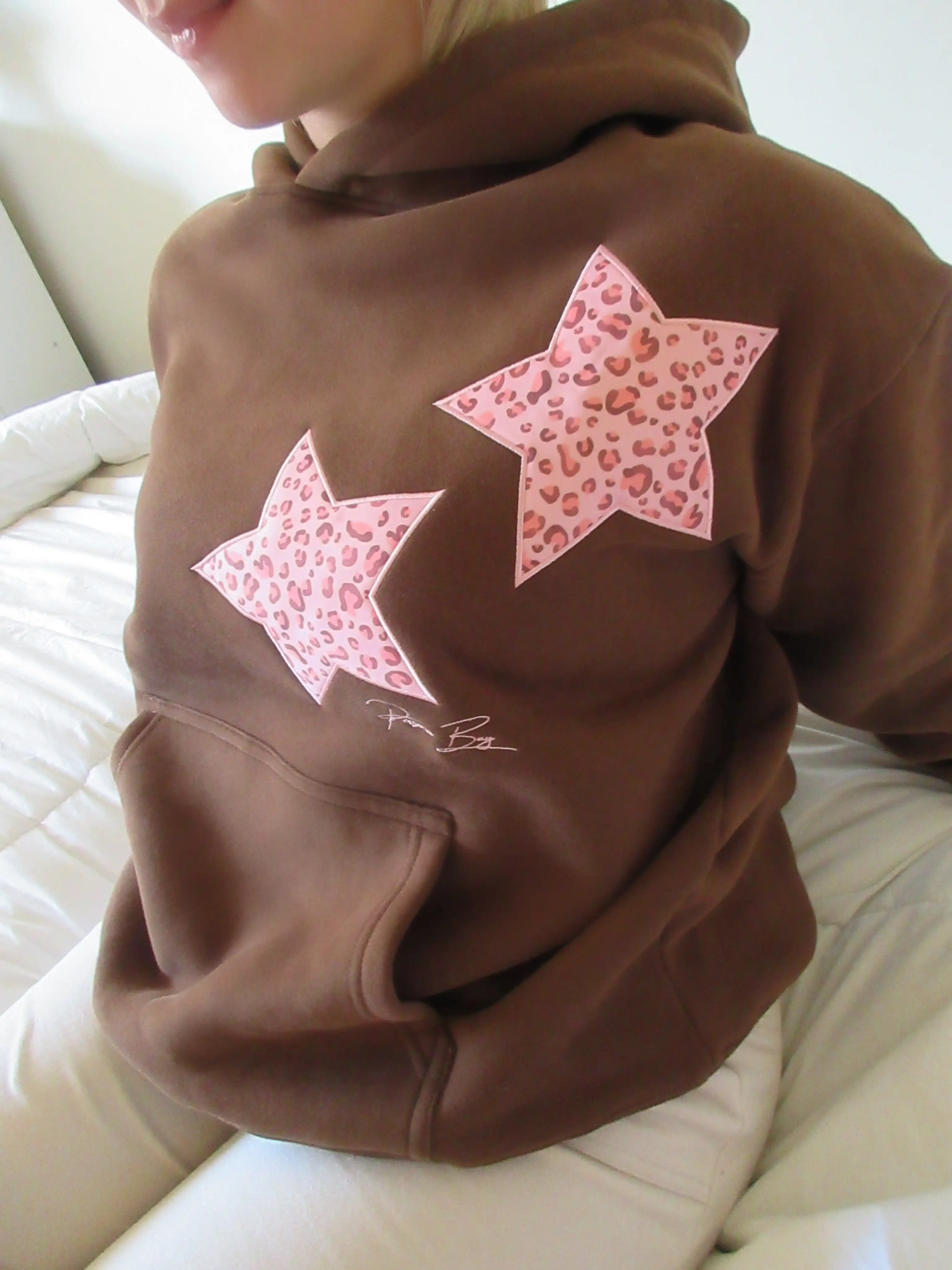 2025 European and American Star Embroidered Hooded Versatile Loose Casual Pullover Hoodie