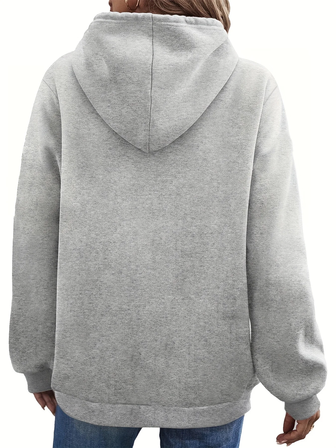 Women's Autumn and Winter Warm and Loose Casual Paris Pattern Printed Suede Long-Sleeved Hooded Sweatshirt