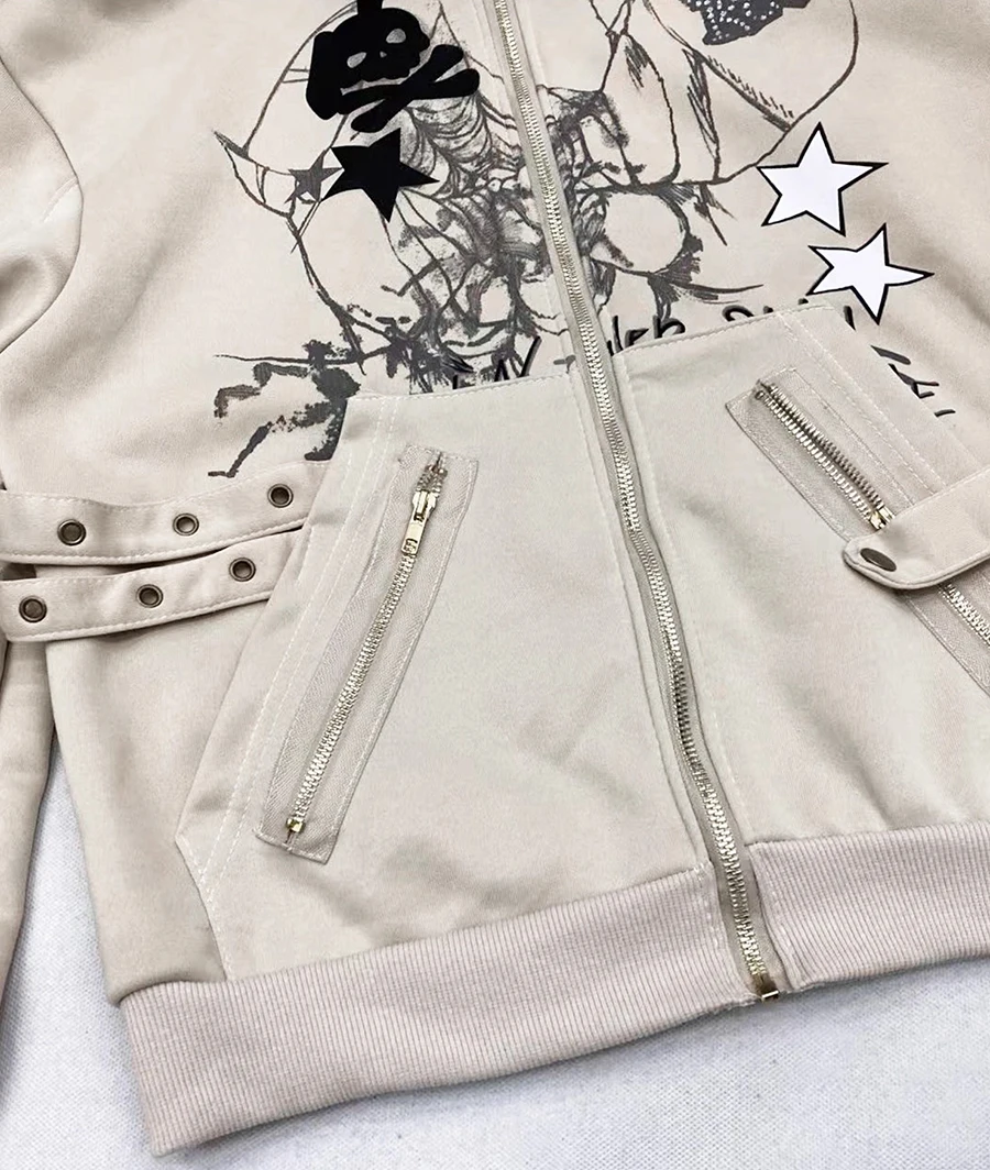 REDDACHiC Kawaii Bunny Ear Hoodies Jacket Women Thick Fleece Lined Zip Up Fuzzy Hooded Graphic Top Grunge Y2k Aesthetic Clothes
