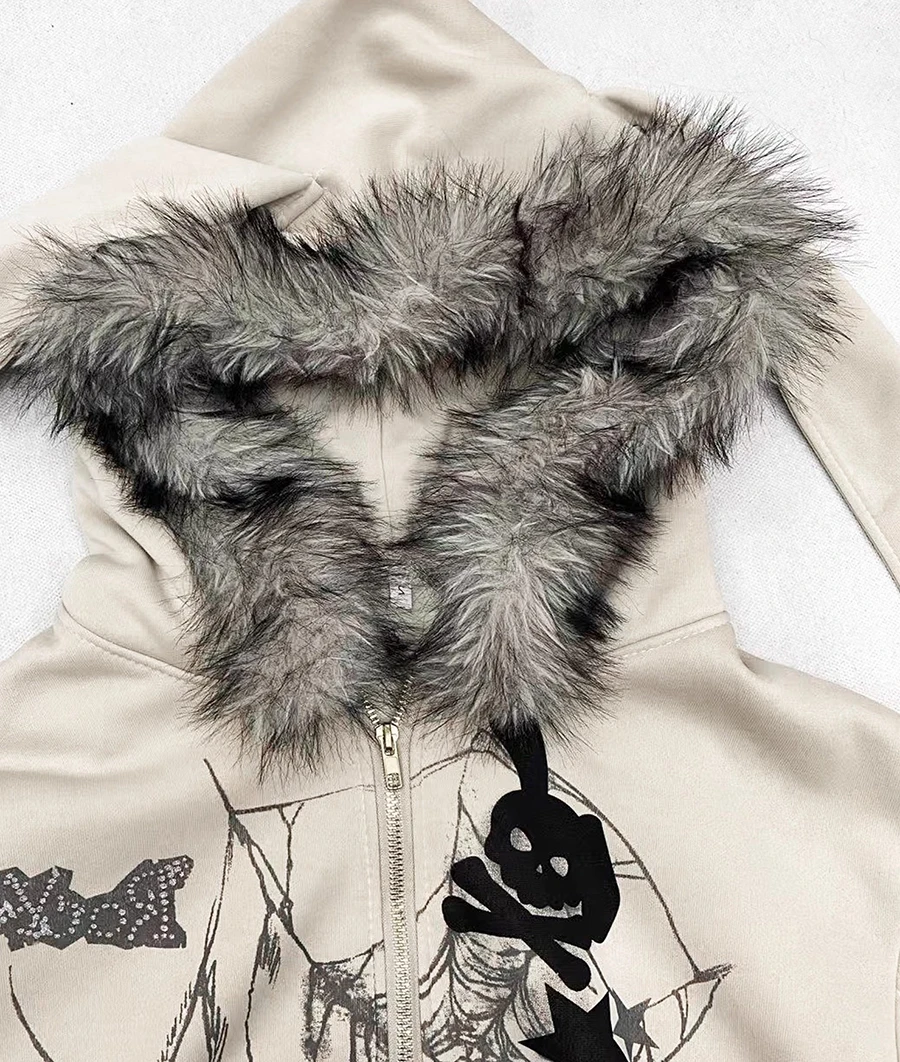 REDDACHiC Kawaii Bunny Ear Hoodies Jacket Women Thick Fleece Lined Zip Up Fuzzy Hooded Graphic Top Grunge Y2k Aesthetic Clothes
