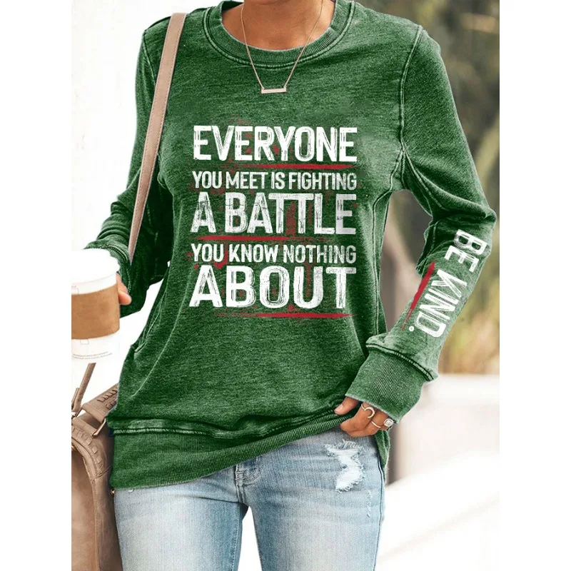 ilstile Women's Long Sleeve Letter Print Sweatshirts Autumn Winter Casual Loose Round Neck Outdoor Hoodies Hot Sale