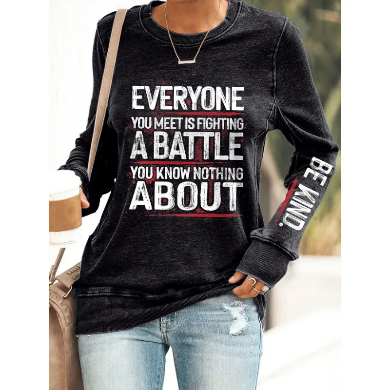ilstile Women's Long Sleeve Letter Print Sweatshirts Autumn Winter Casual Loose Round Neck Outdoor Hoodies Hot Sale