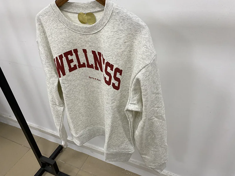 Letter Print Sweatshirt Women Classic O Neck Long Sleeve Pullover Autumn Winter Casual Vintage Sweatshirt female