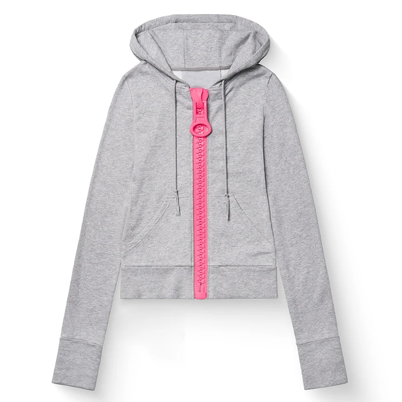 American Style Millennium Spicy Girls Chic Zipper Hooded Sweatshirt High Street Trendy Retro Fashion Versatile Zipper Sweatshirt