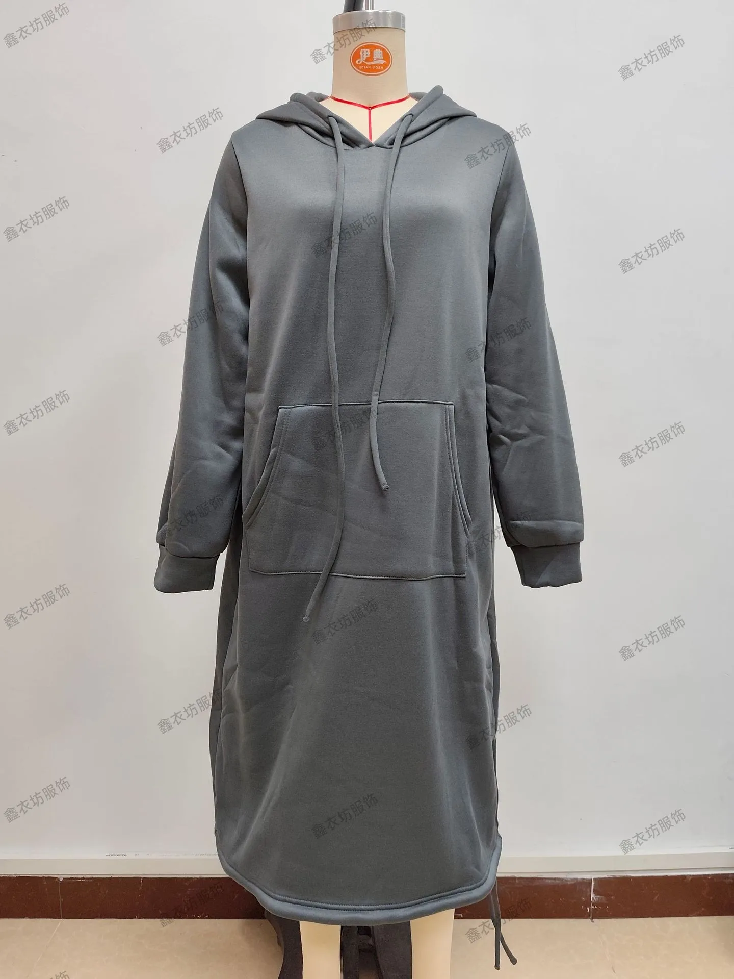 Hooded Pocket Loose Fit Commute Style Hoodie with Long Sleeve Long Length Regular Thickness Pullover Winter Women Hoodie